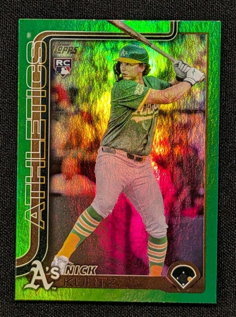 2025 Topps Nick Kurtz ROOKIE /99 GREEN RAINBOW FOIL Refractor RC US201 Athletics