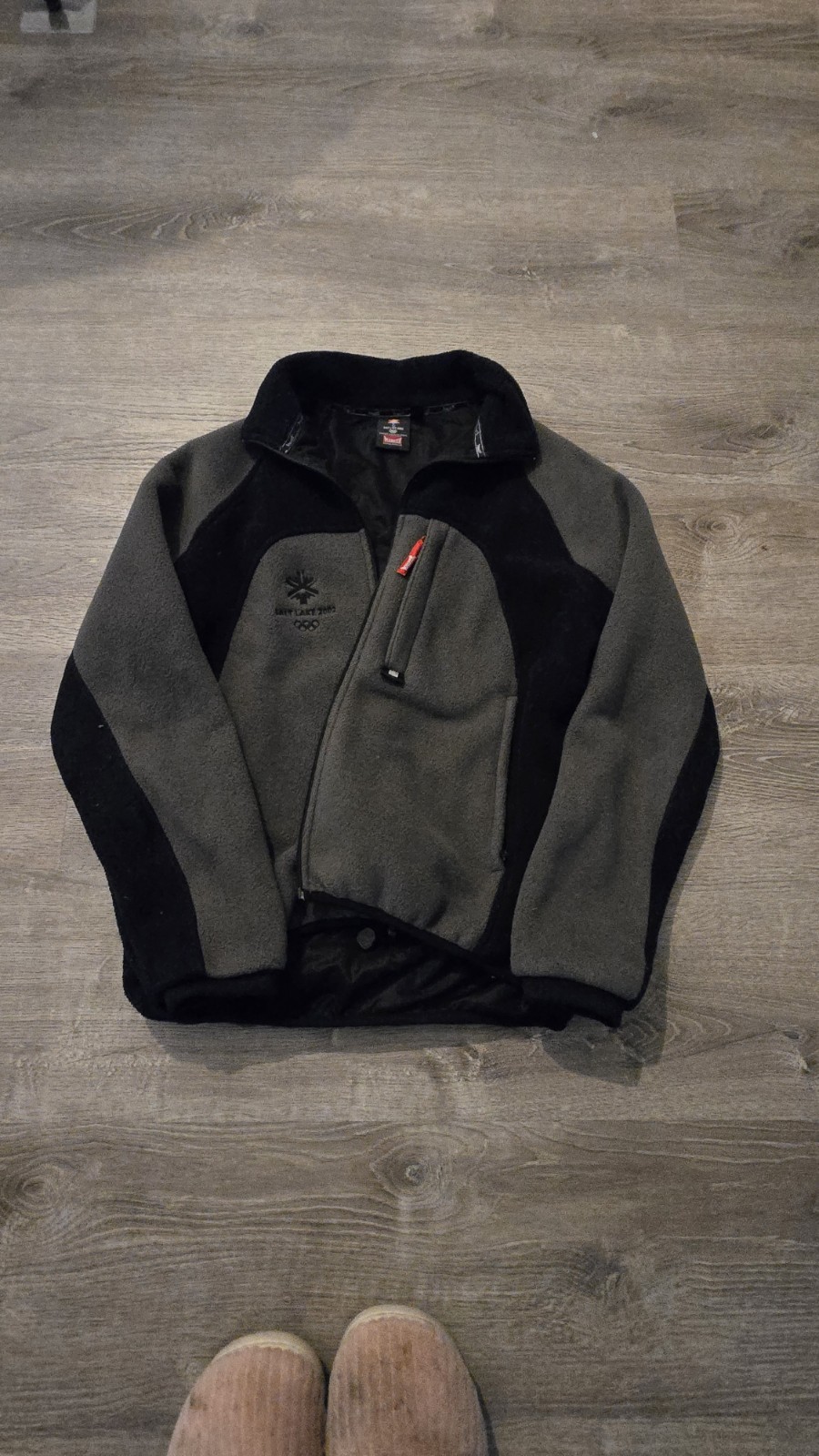 Marker Salt Lake 2002 Olympics Full Zip Fleece Jacket Gray Black Men’s S