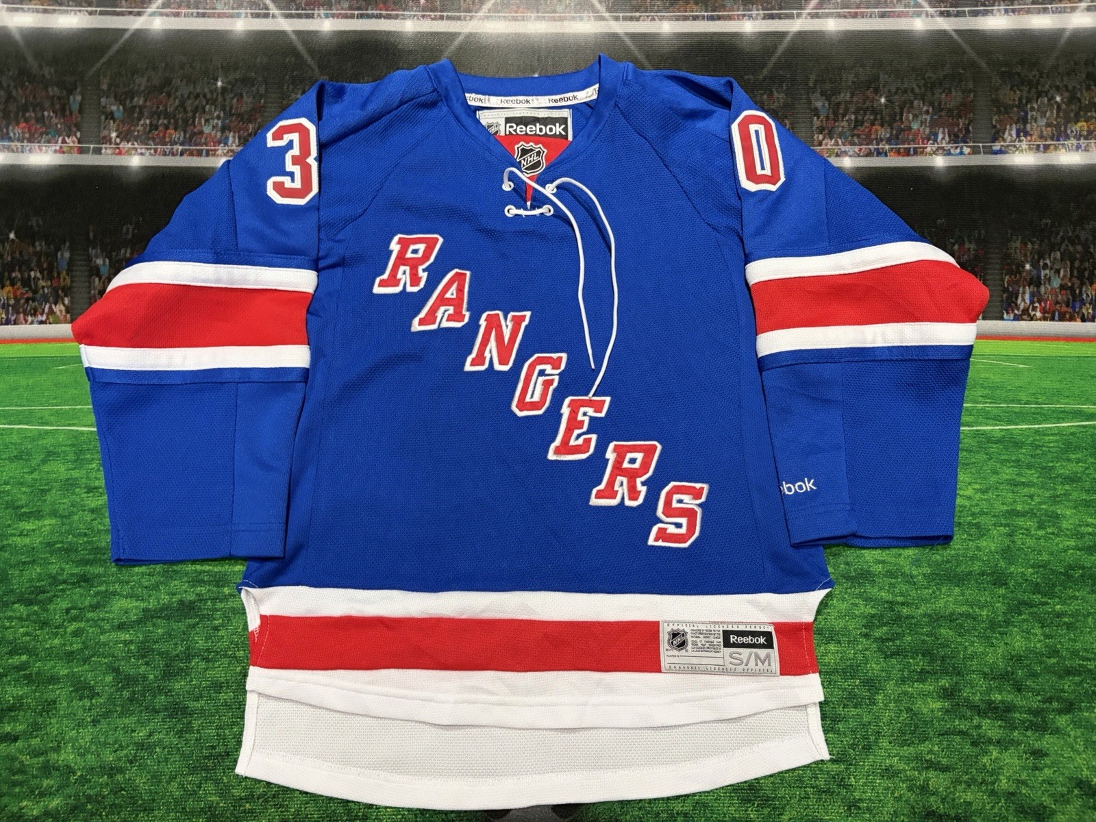 New York Rangers Hernik Lundqvist #30 Reebok Youth Jersey Sz S/M Preowed