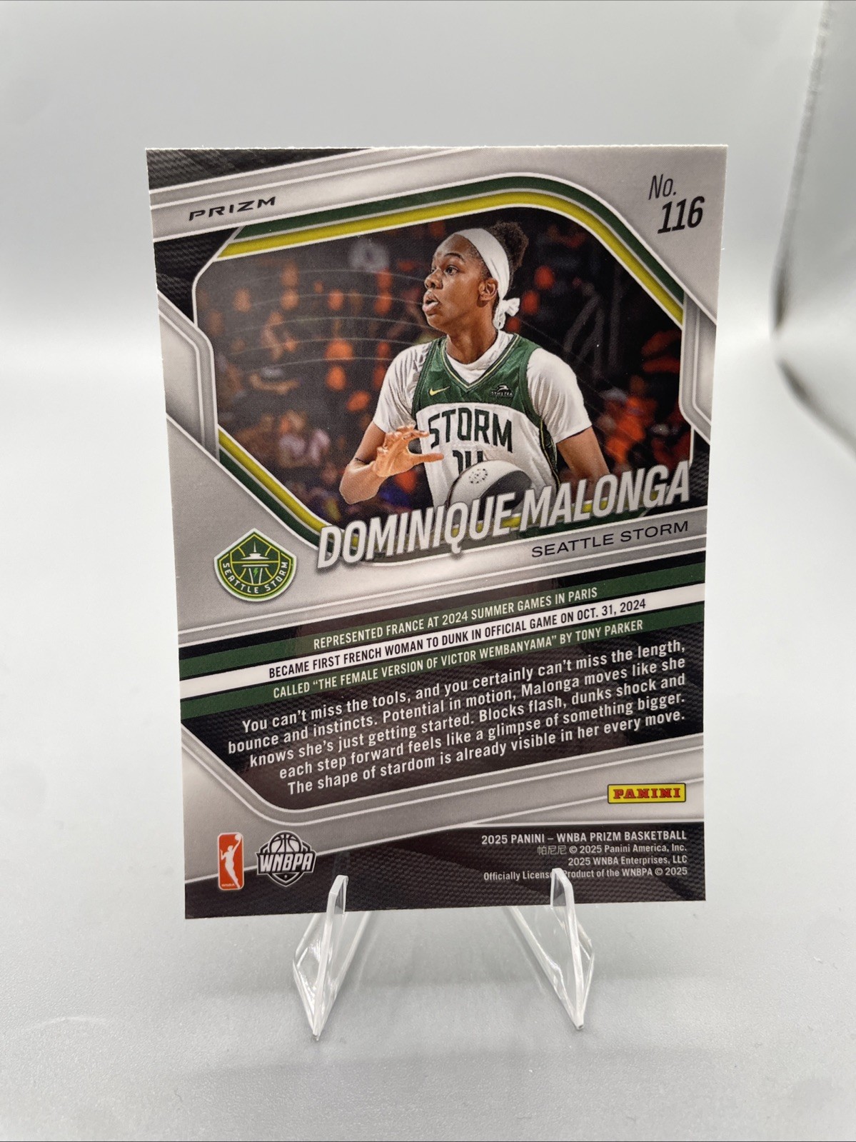2025 Panini Prizm WNBA – Dominique Malonga #116 White Seismic Prizm (RC)