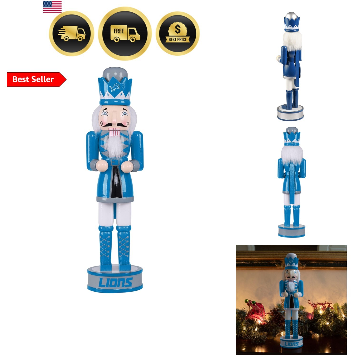 NFL Team Logo Collectible Holiday 14″ Nutcracker
