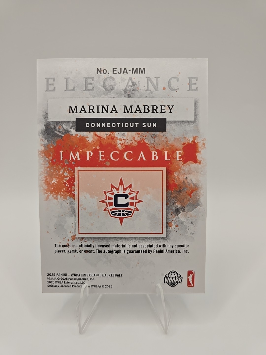 2025 Impeccable WNBA Marina Mabrey Elegance Jersey Auto FOTL 1/7 = eBay 1/1