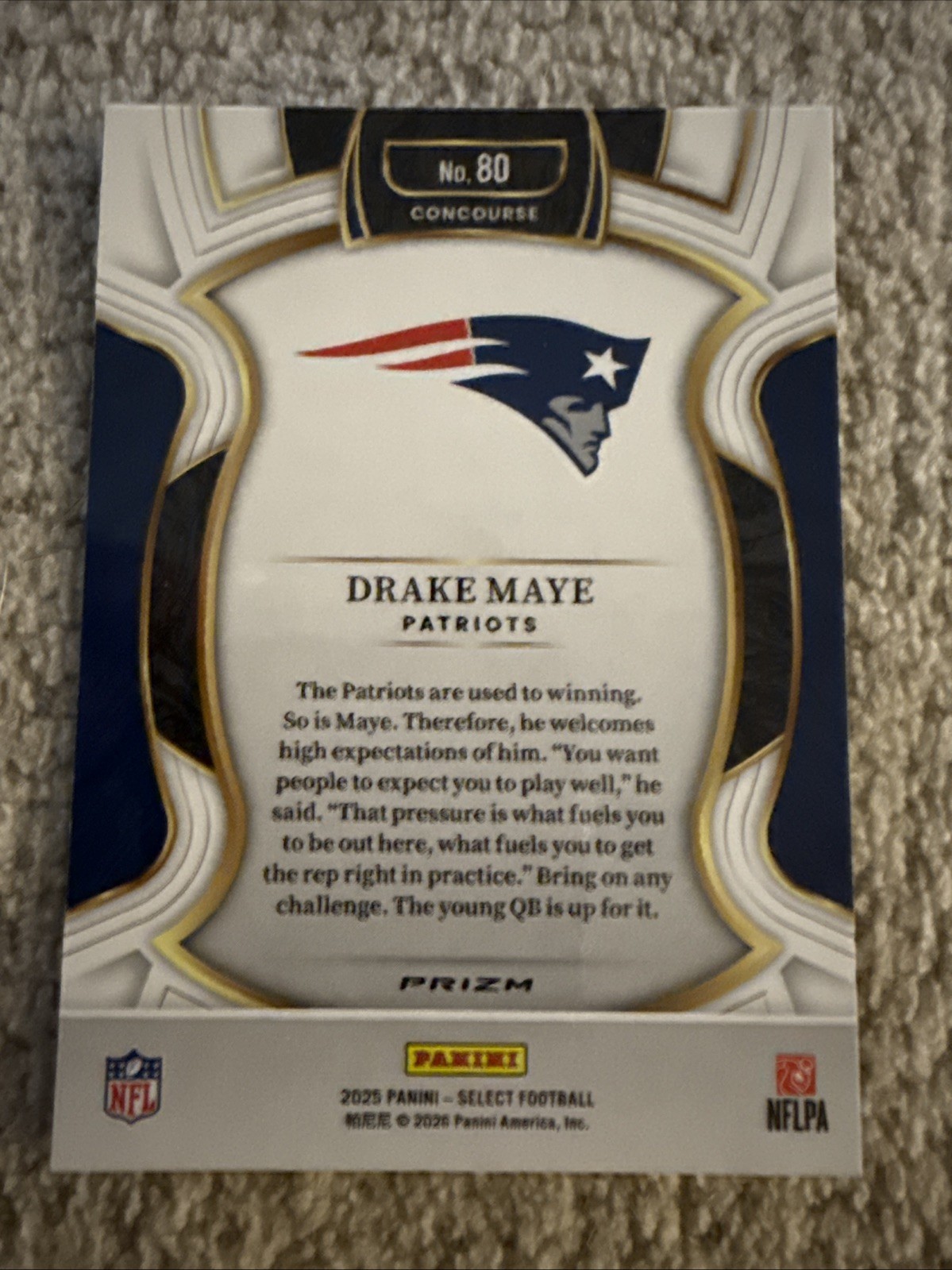 2025 Panini Select – Concourse Drake Maye #80 Black & Red Shock Prizm
