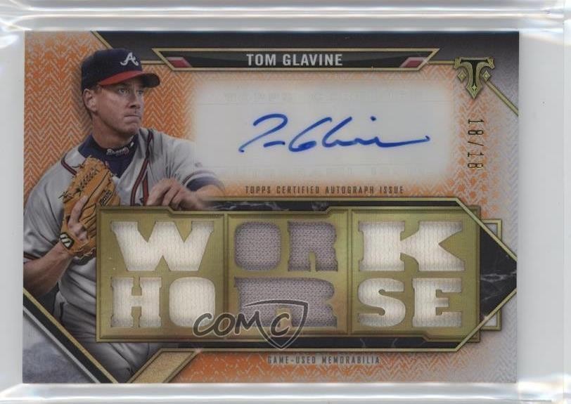 2021 Topps Triple Threads Relics Amber 18/18 Tom Glavine #TTAR-TG2 Auto HOF 0dj8