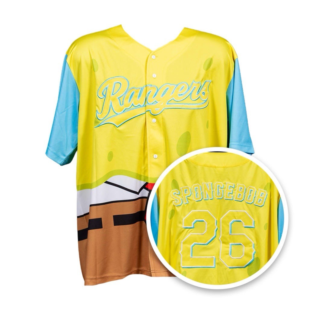 Texas Rangers SpongeBob SquarePants Theme Night Jersey Size Large 5/13/26