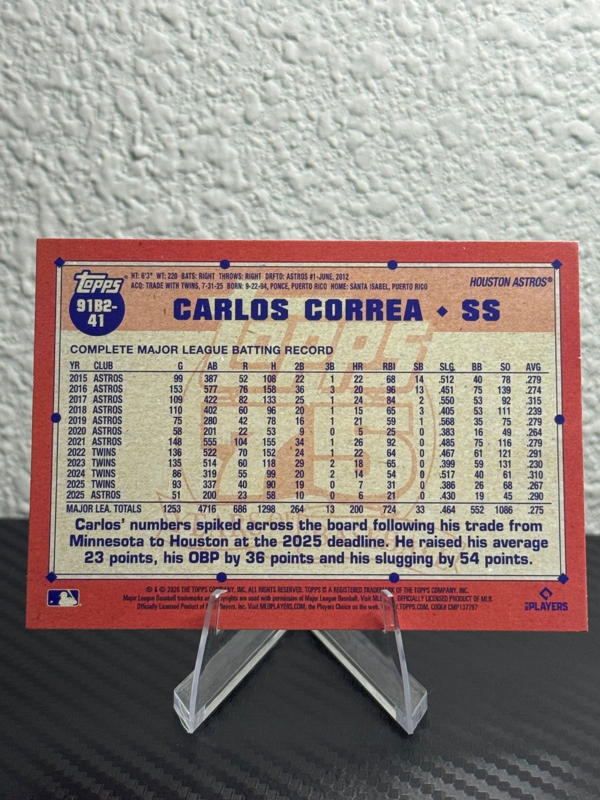 Carlos Correa – 2026 Topps Series 2 – 1991 Throwback #91B2-41 Astros