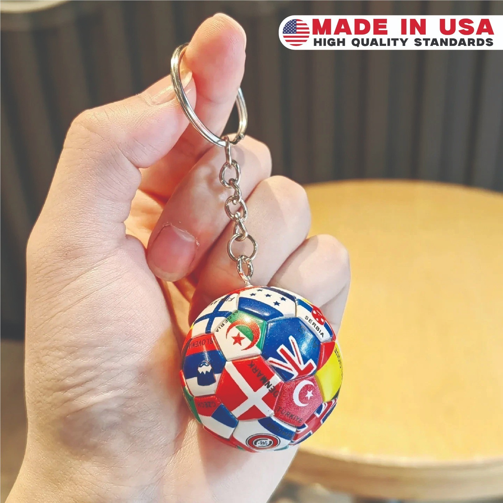 2026 World Cup Trophy Keychain Metal Football Soccer Fan
