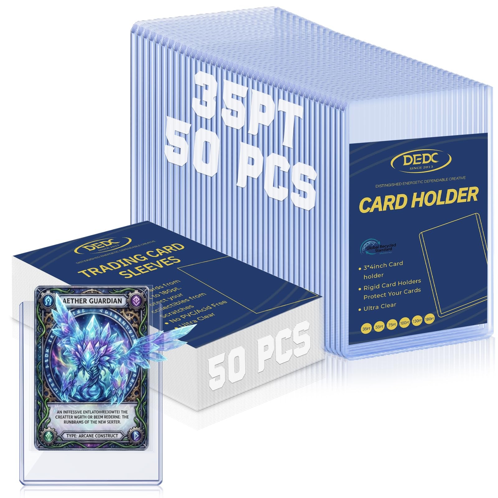 DEDC 100 Top loaders and Soft Penny Sleeves Bundle 3 x 4 Rigid Hard Card Sleeves