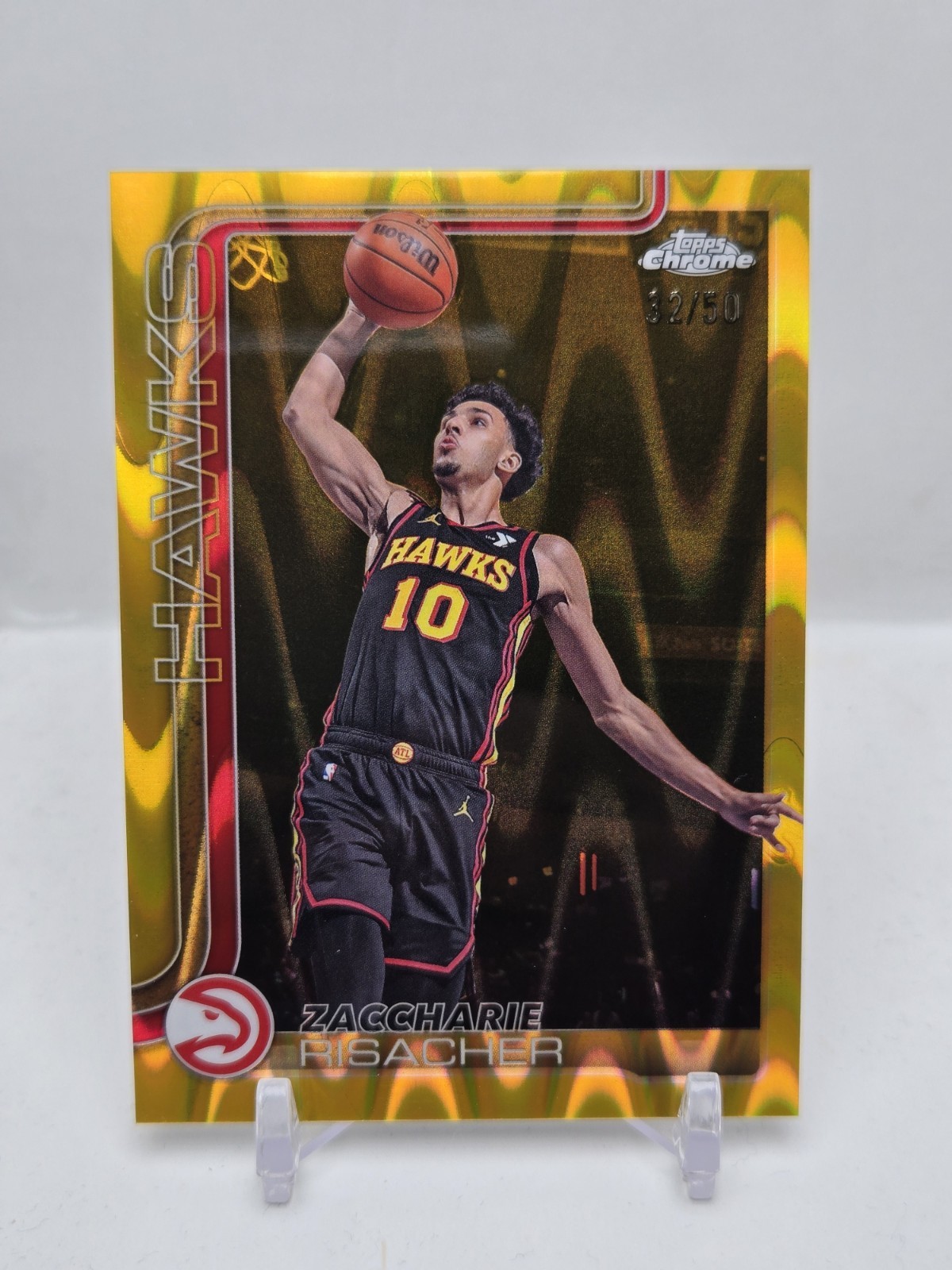2025-26 Topps Chrome Zaccharie Risacher Gold RayWave Refractor /50