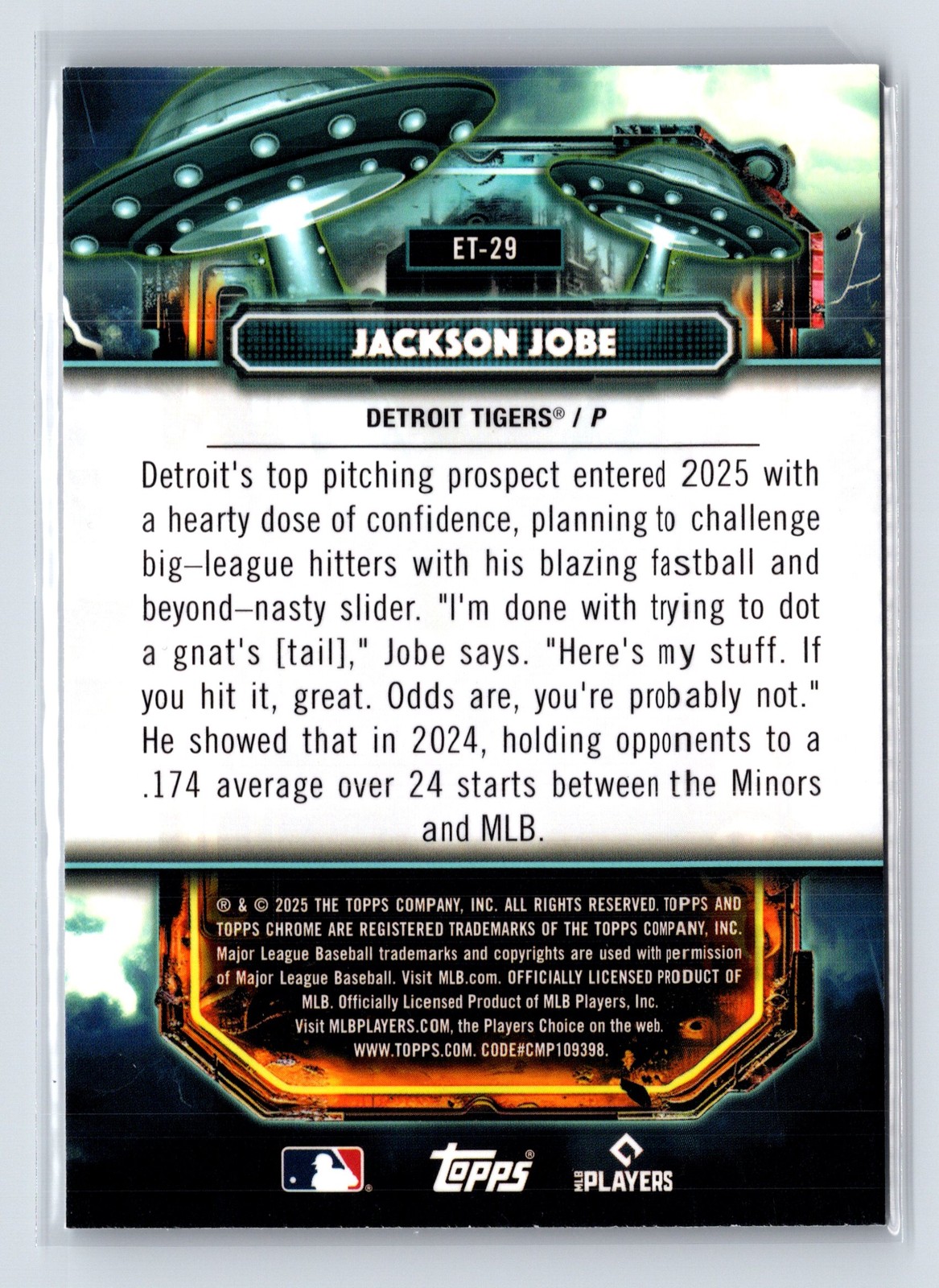 2025 Topps Chrome Cosmic Jackson Jobe #ET-29 Extraterrestrial Talent