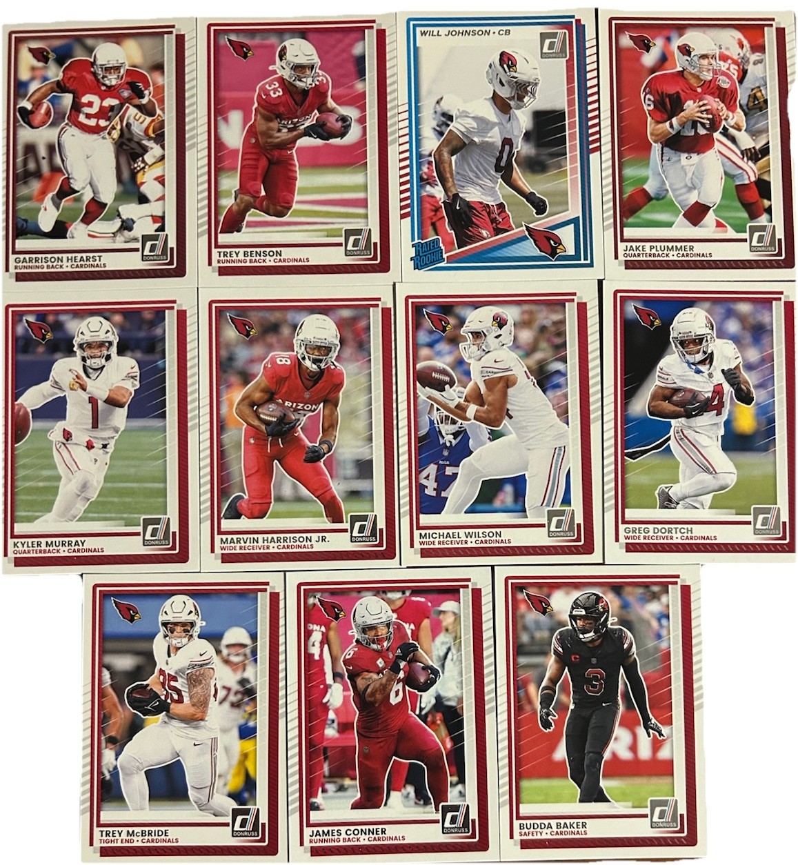 2025 Donruss Football (1-400 Set) Arizona Cardinals Team Set (11 Cards)