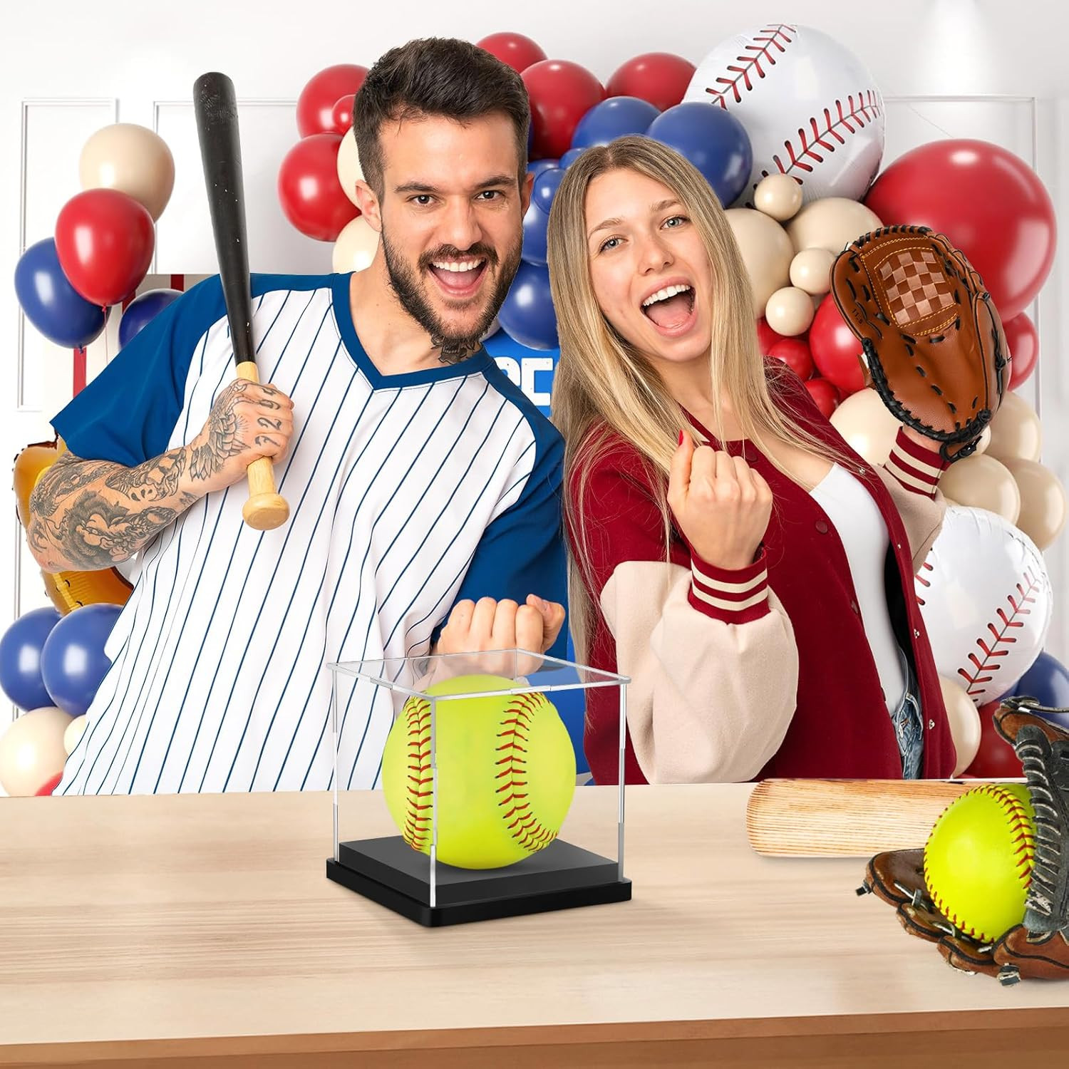 1PCS Softball Display Case Acrylic Clear Display Box Baseball Tennis Golf Protec