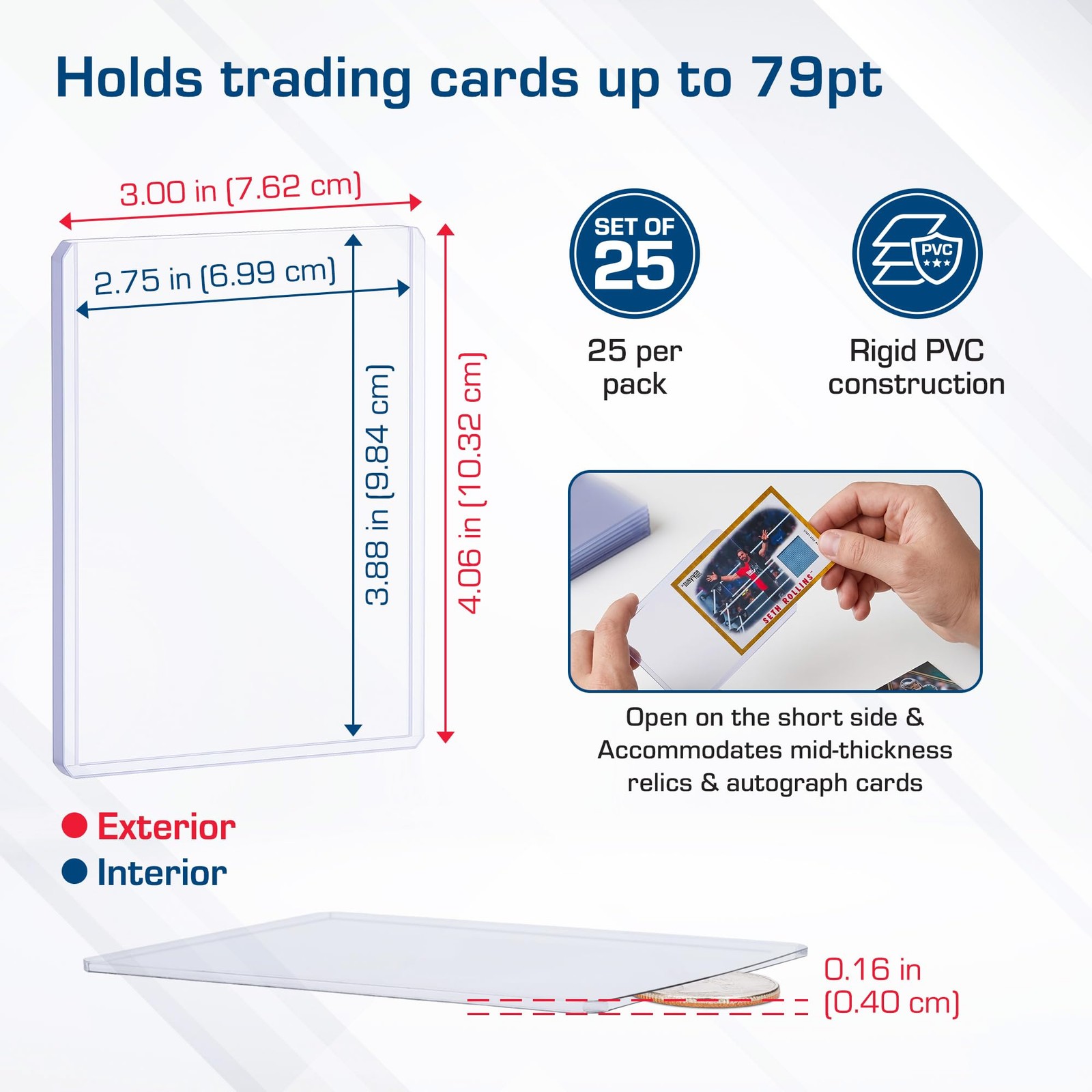 BCW 79 PT. Thick Card Topload Holder – Pack of 25 | Durable Rigid PVC Clear