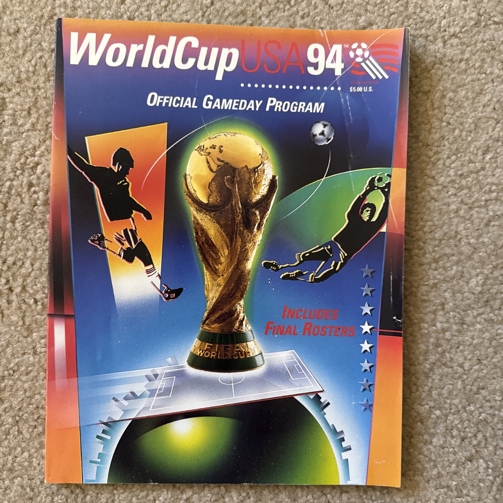 Vintage World Cup USA 94 Official Game Day Program W/Insert Soccer World Cup 94