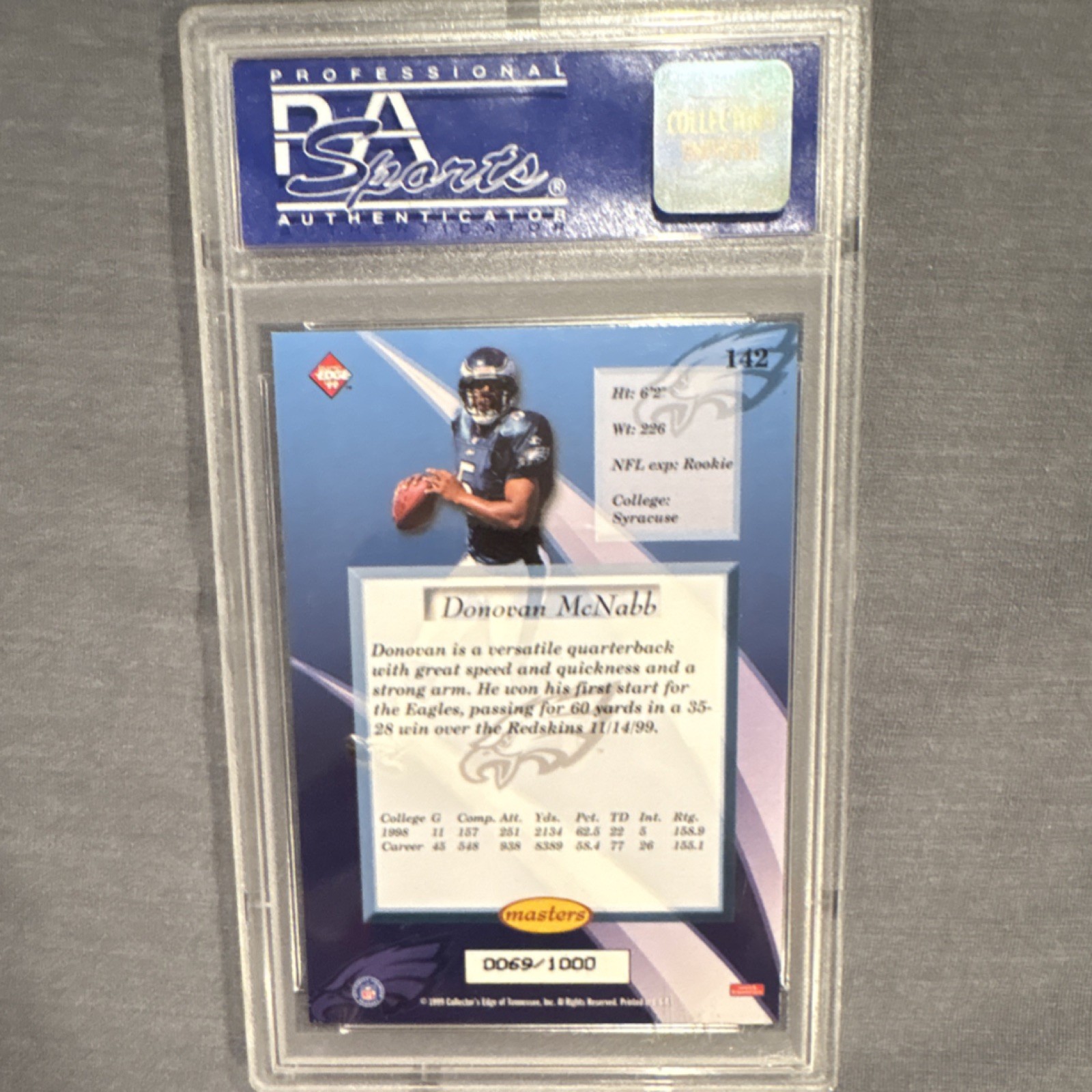 Upper Deck 2009 Philadelphia Donovan McNabb Galvanized /1000 #142 PSA Mint 9