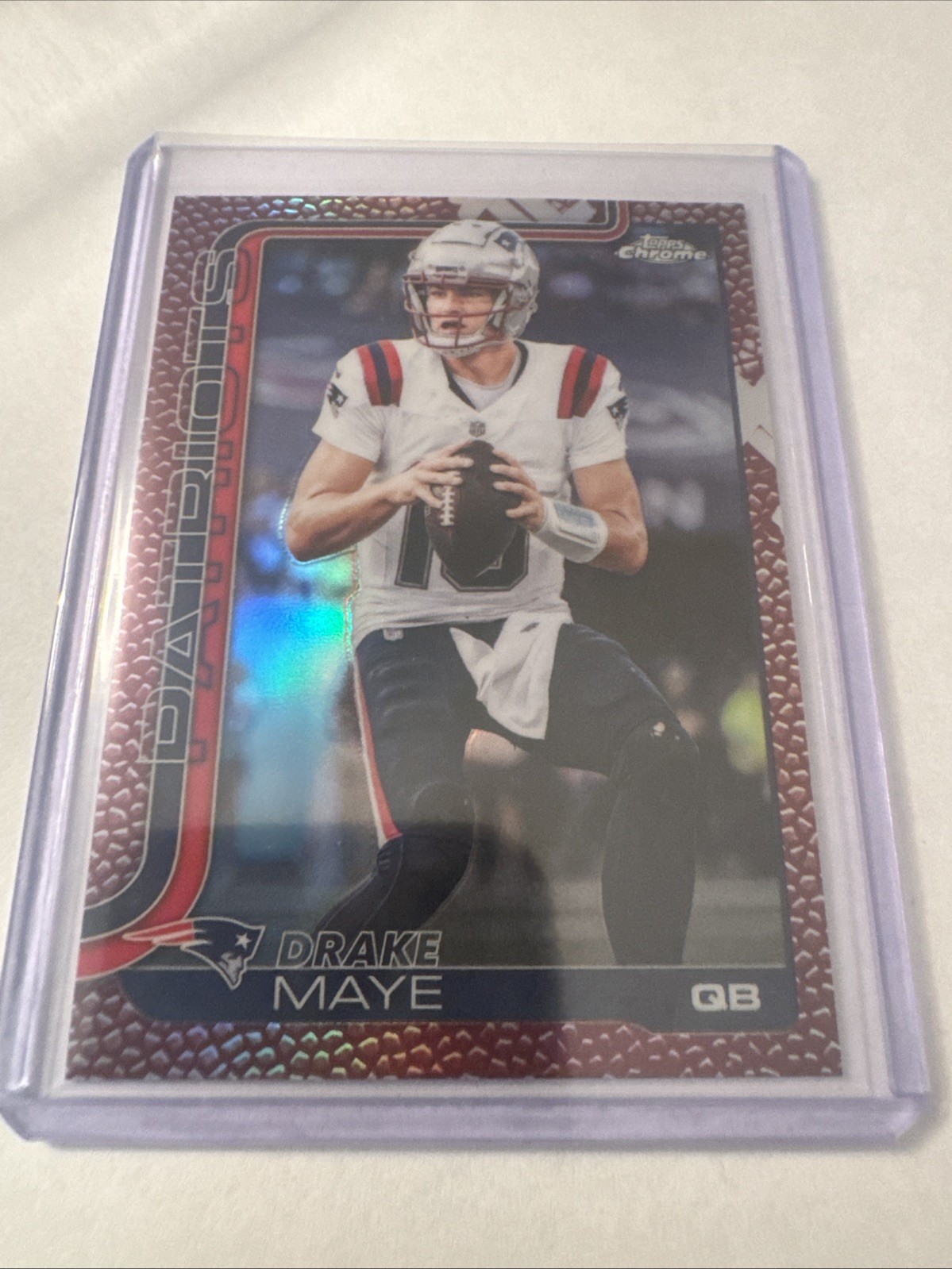 2025 TOPPS CHROME DRAKE MAYE PIGSKIN REFRACTOR CARD #207