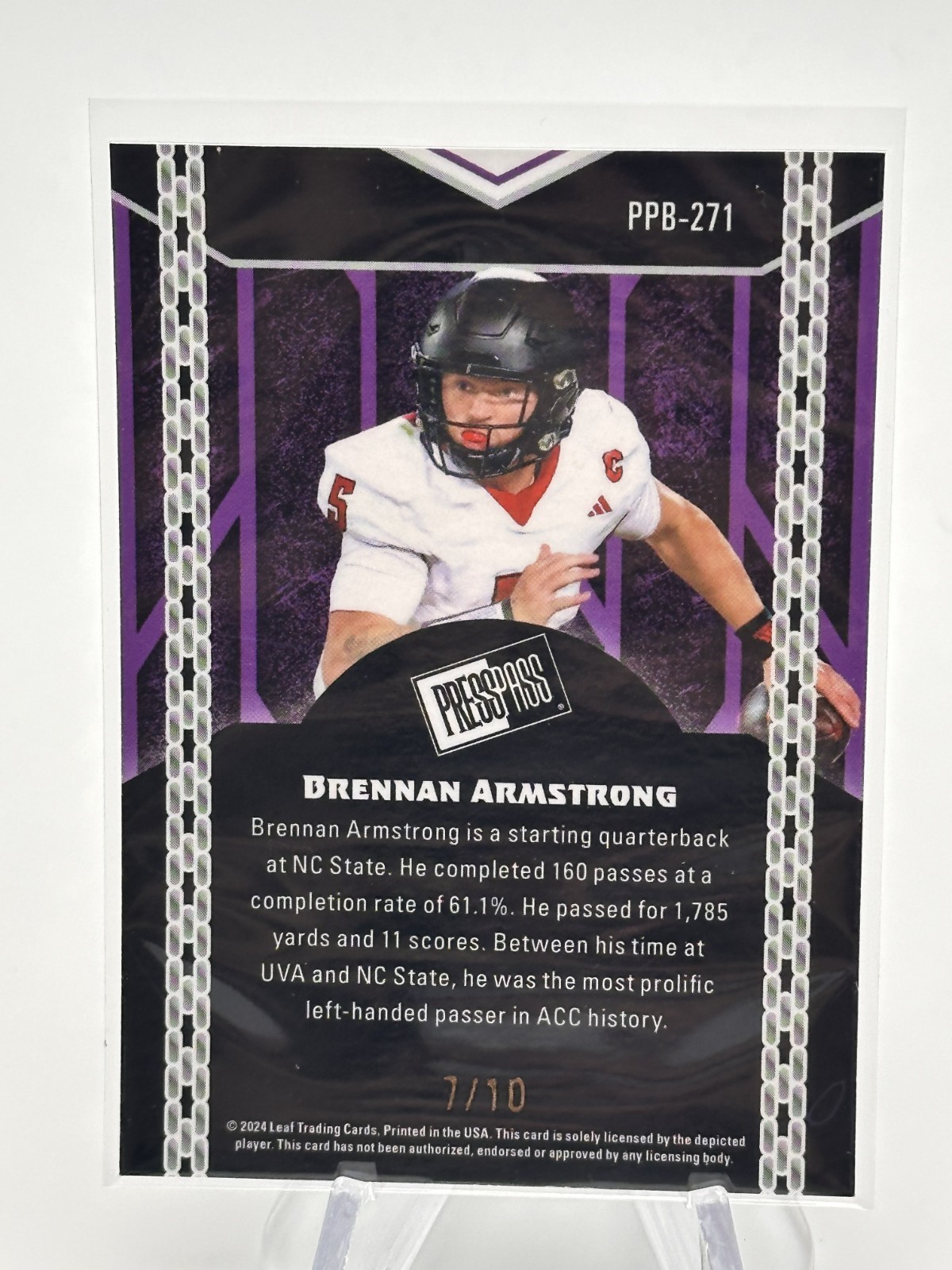 BRENNAN ARMSTRONG 2024 LEAF PRESS PASS RED SHIMMER NON AUTO /10