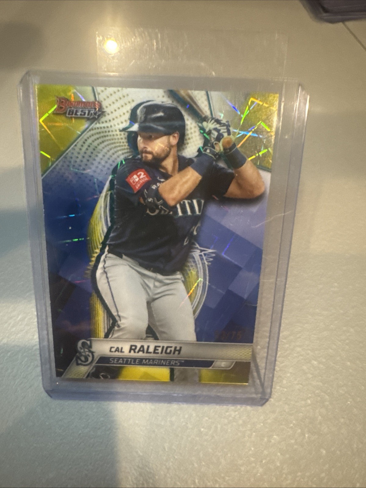2025 Bowman’s Best Cal Raleigh Yellow Refractor /75 Mariners Free Shipping