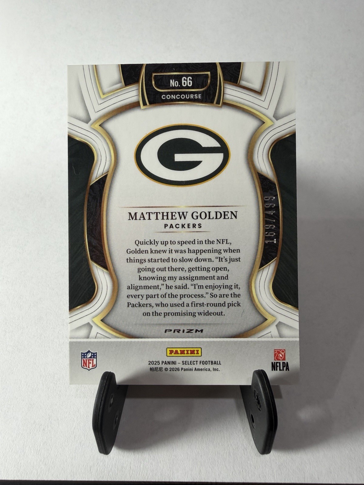 2025 Panini Select – Concourse Matthew Golden #66 Orange Shock Prizm /499 (RC)