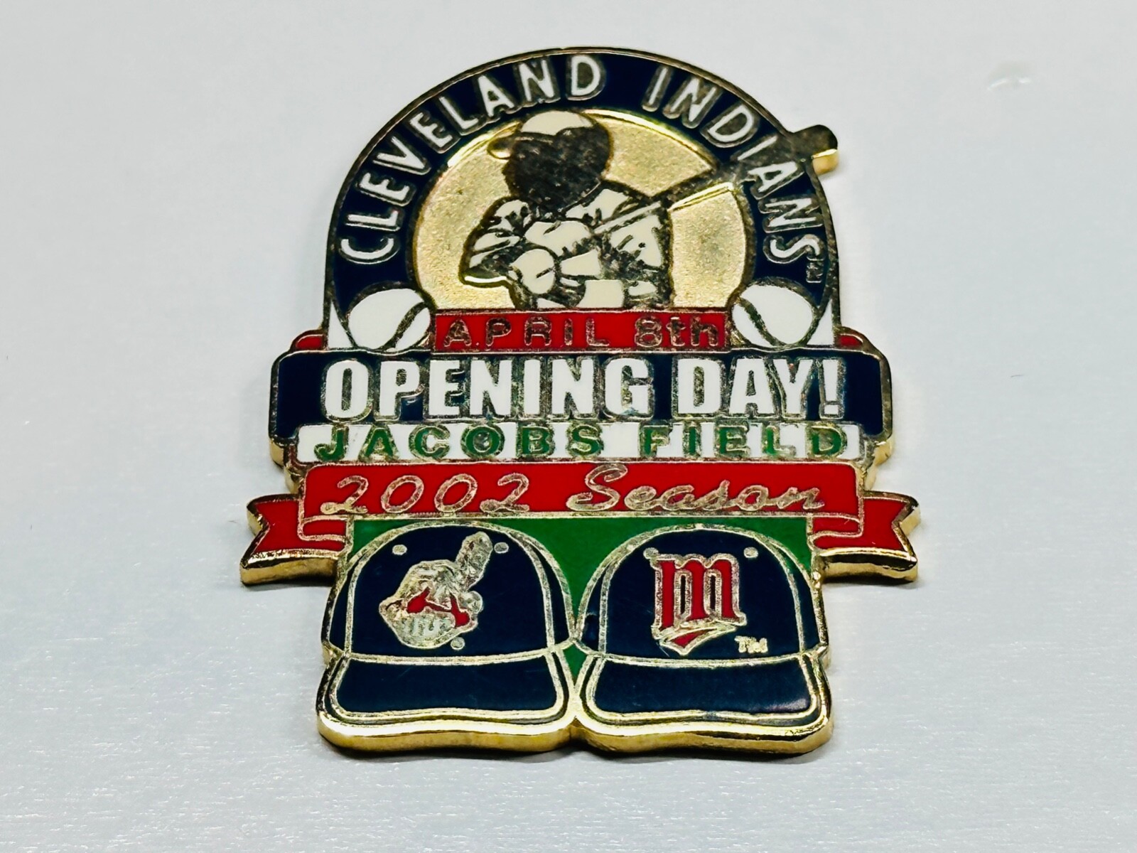 Cleveland Indians vs Minnesota Twins Opening Day Game Pin April 8 2002 4/8/02