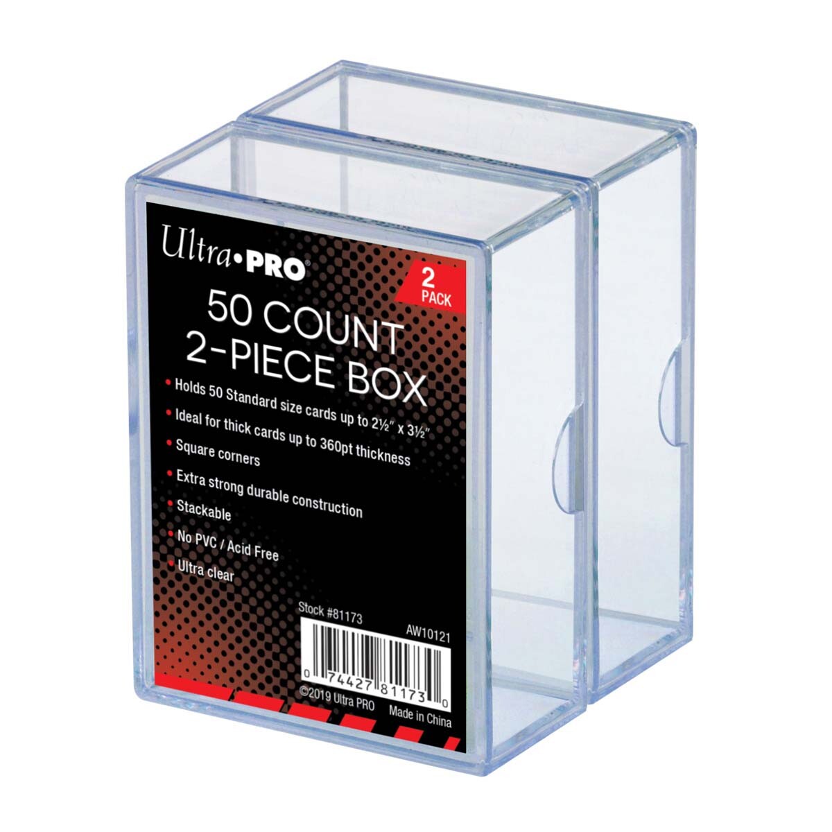 (2-Pack) Ultra Pro 2 Piece Plastic Card Storage Box (50 Count Size) Slider Box