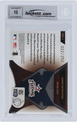 Andy Pettitte Houston Astros Signed 2005 Donruss Leaf #CS-1 #/250 BAS 10 Card