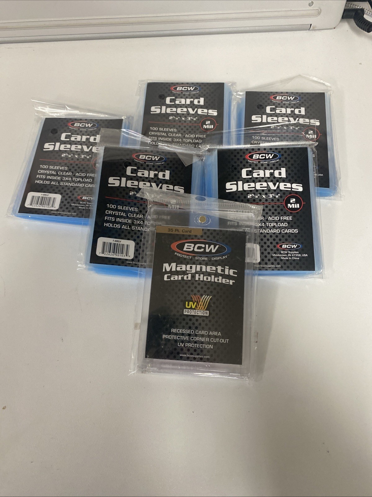 BCW Penny Card Soft Sleeves 5 Packs of 100 for Standard Sized Cards, 1 Magnetic