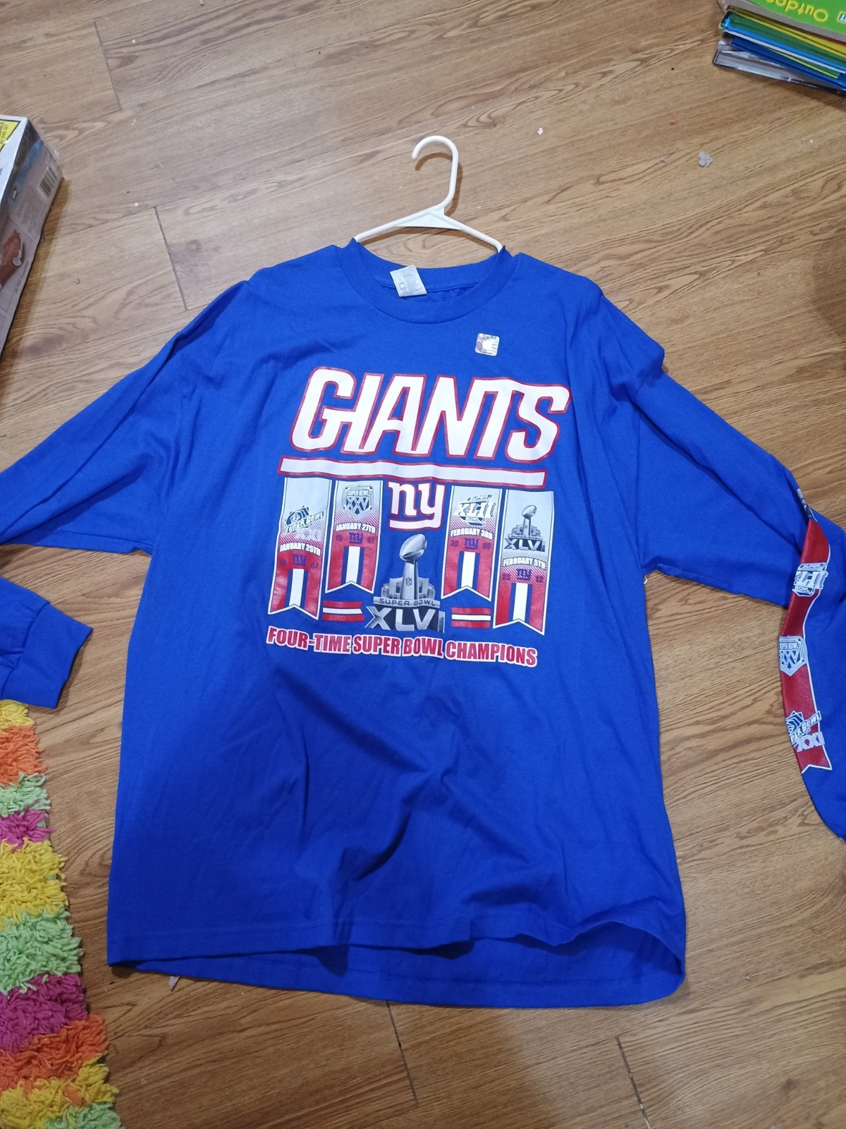 New York Giants T-Shirt Men 2XL Super Bowl XLVI Champions Crisp Paint 2 TG New