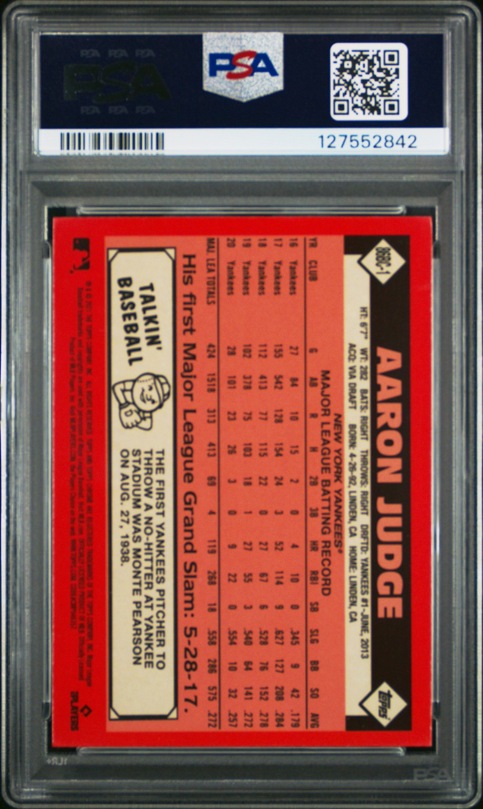 2021 TOPPS CHROME 1986 TOPPS BB #86BC1 AARON JUDGE PSA 10