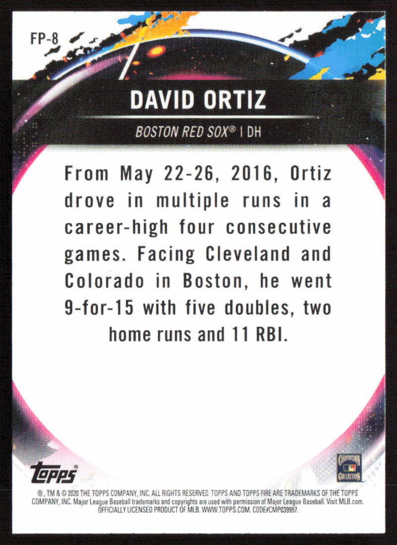 2020 Topps Chrome David Ortiz FP-8 Topps Fire NBCD Preview | Boston Red Sox