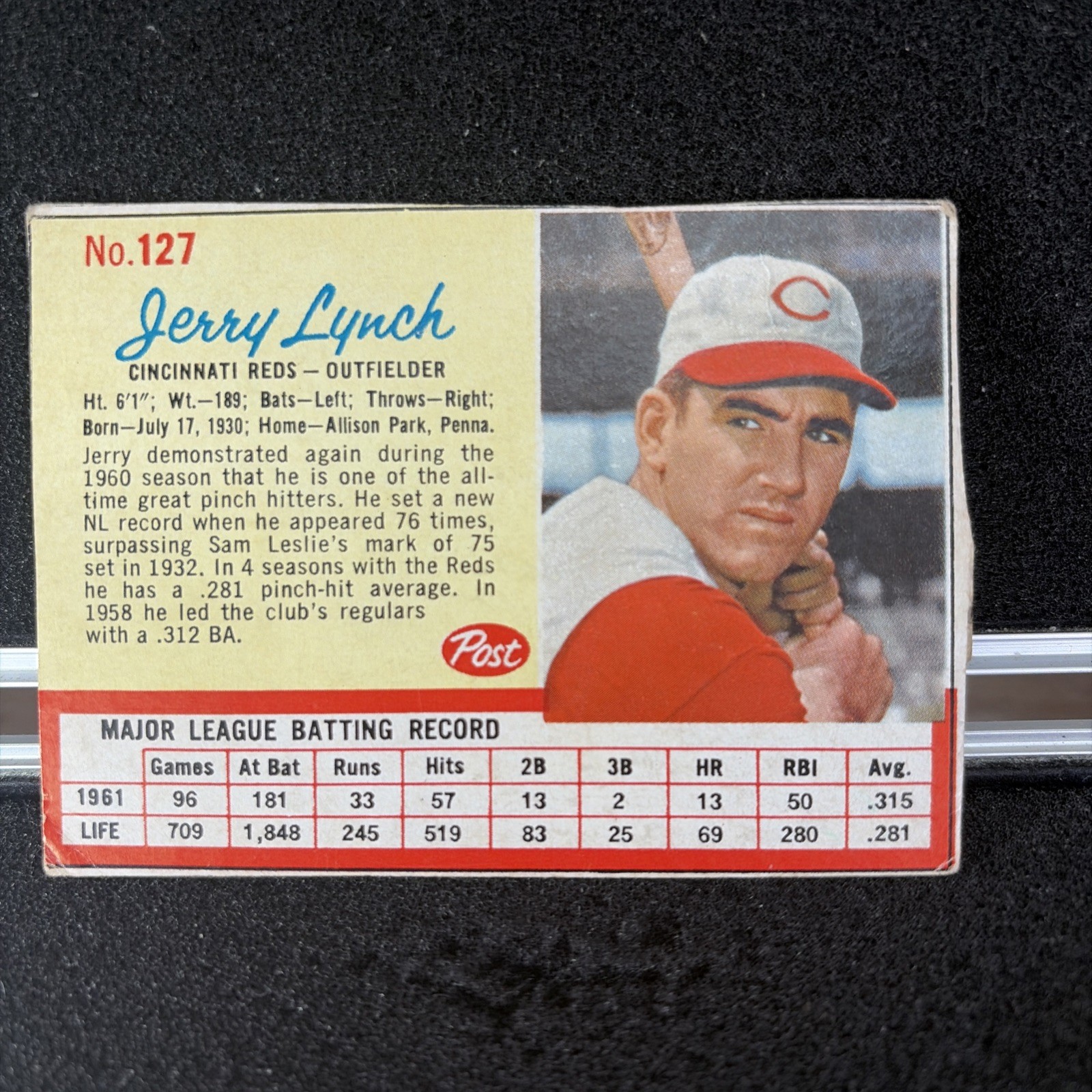 1962 Post – Jerry Lynch #127