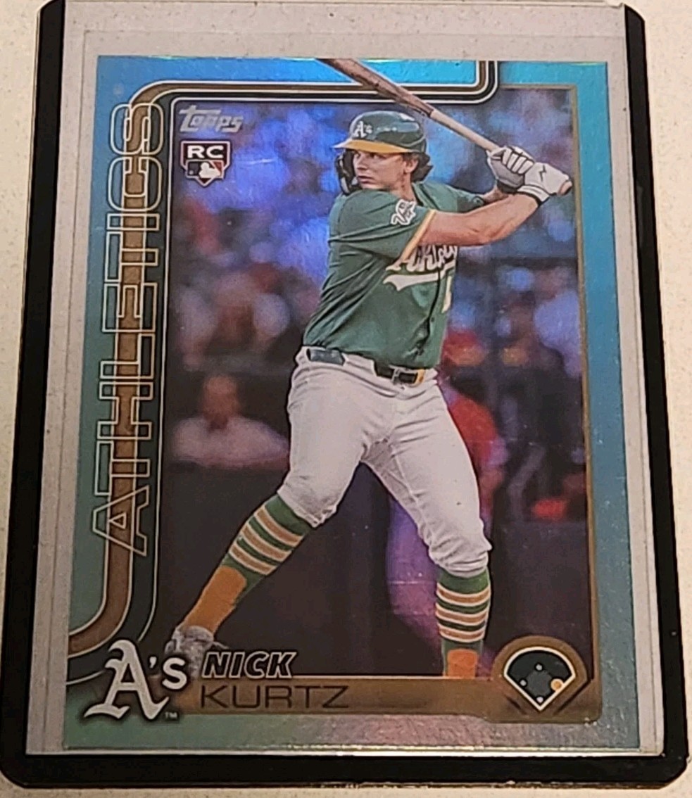 2025 Topps Update #US201 Nick Kurtz Aqua Rainbow Holo Foil SP RC Athletics
