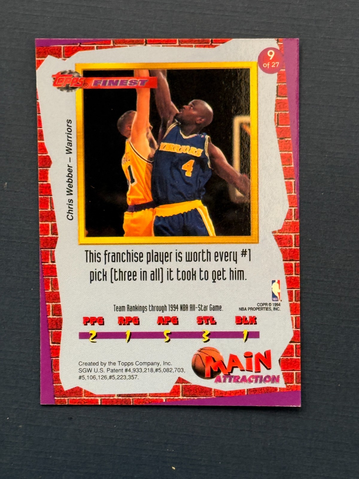 1993-94 Finest Main Attraction Insert single cards U-Pick