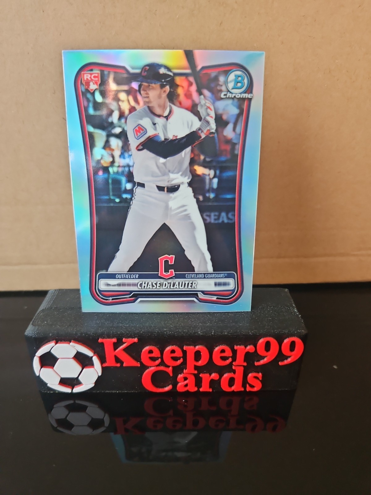 Chase DeLauter 2026 Bowman Chrome Red Rookie Refractor SP Guardians RC #37