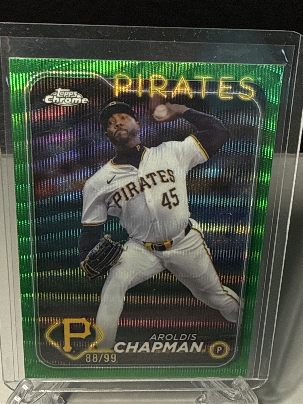 Aroldis Chapman 2024 Topps Chrome Update Series Green Wave /99 #USC6 Pirates🔥⚾️
