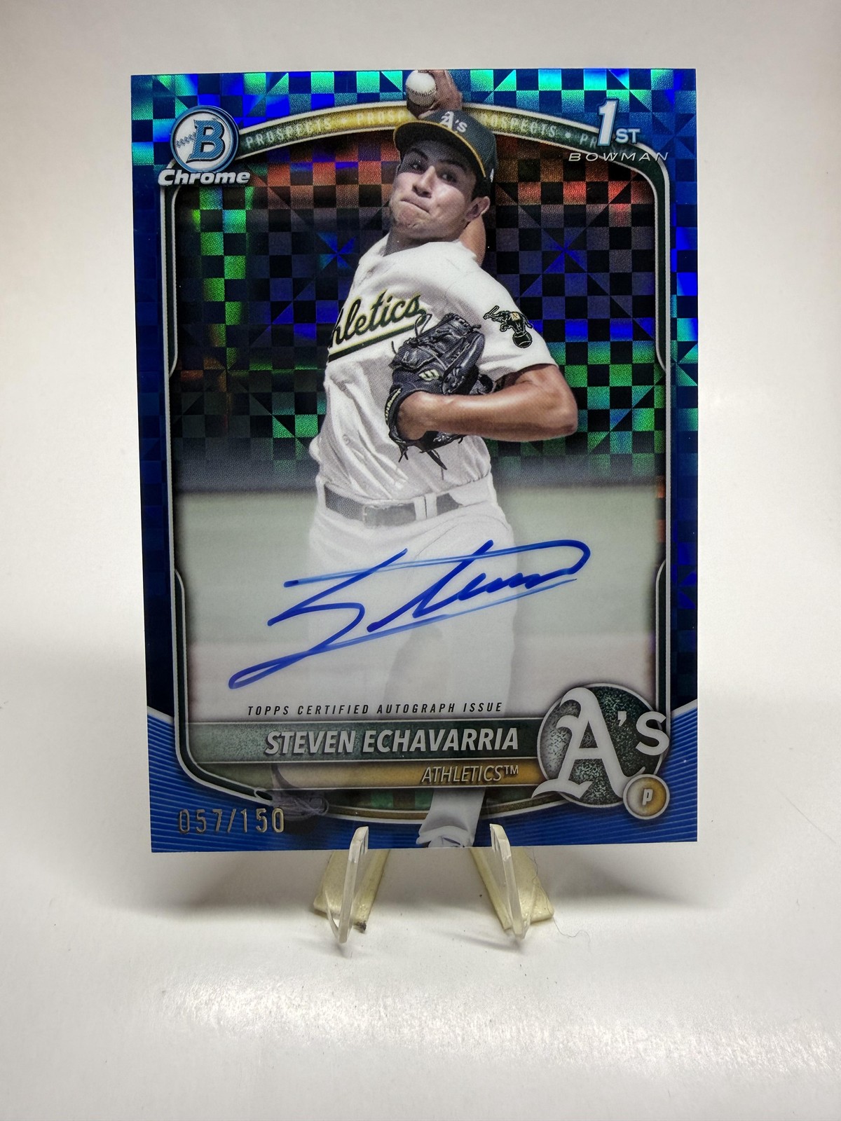 2025 Bowman #CPA-SE Steven Echavarria Chrome Auto Blue X-Fractor #/150 SN,AU