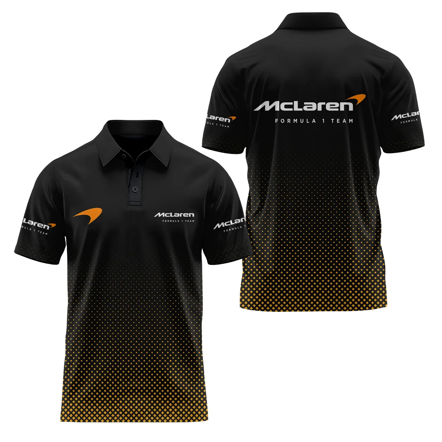 Custom Name McLaren F1 Formula1 Team Black Orange 3D Polo Shirt Men’s S-5XL
