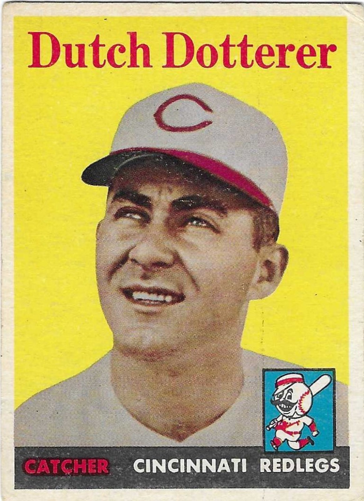 1958 TOPPS – #396 DUTCH DOTTERER (REDS)!! GREAT CARD!!