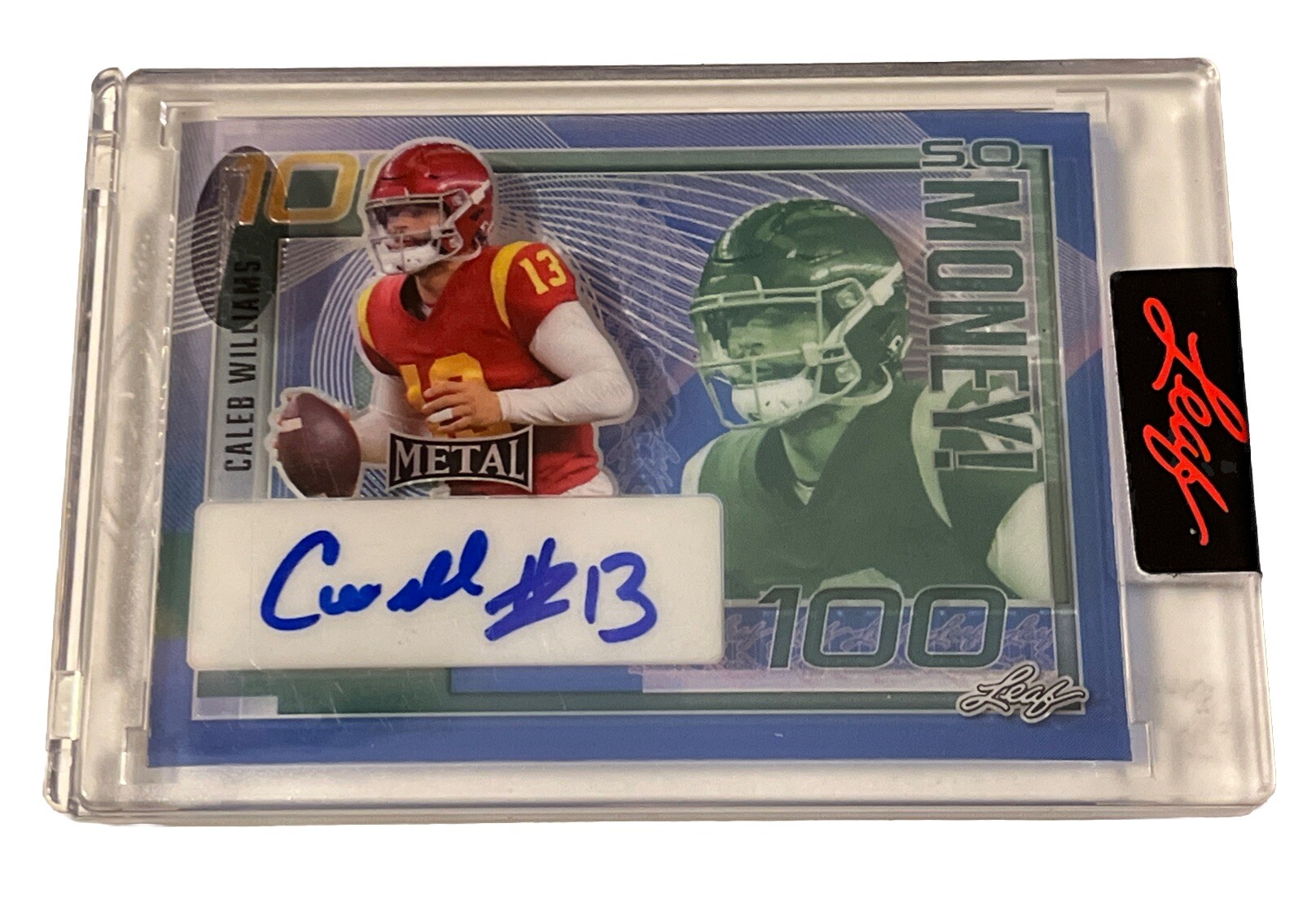 2023 Leaf Metal Caleb Williams So Money! Auto 1/1 Pre Production Clear Back