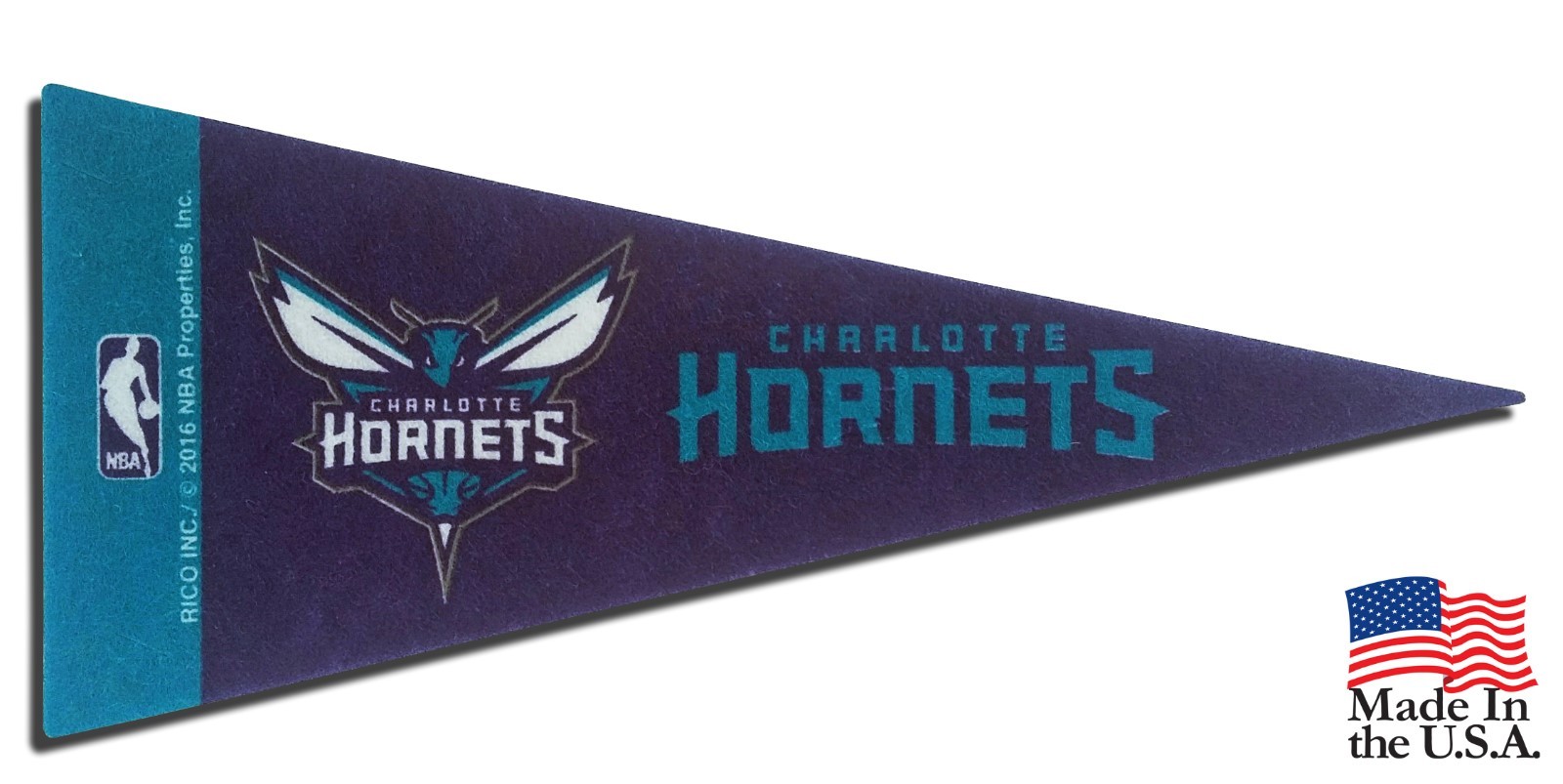Charlotte Hornets NBA Mini Pennant 9″x4″, New, Felt, Made in USA Banner Flag
