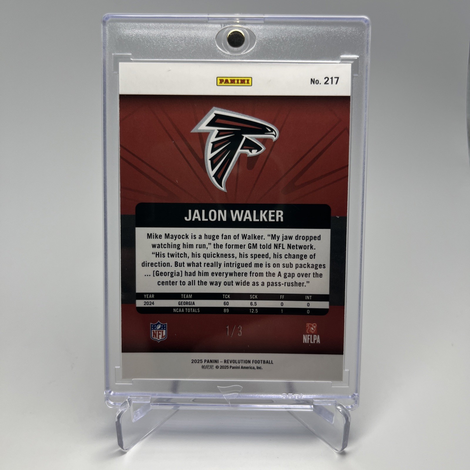 Jalon Walker 2025 Panini Revolution (RC) #’d/3!!SSP – Atlanta Falcons 1/3!!