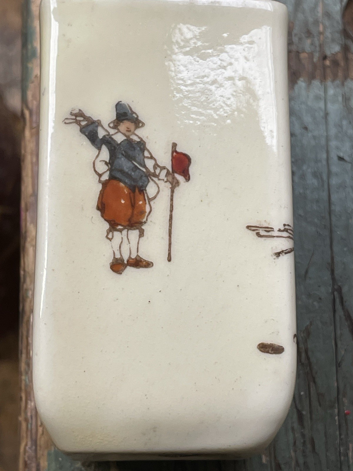 Antique Royal Doulton C1922 Rectangular China Pot Hickory Golf Art No D5437E