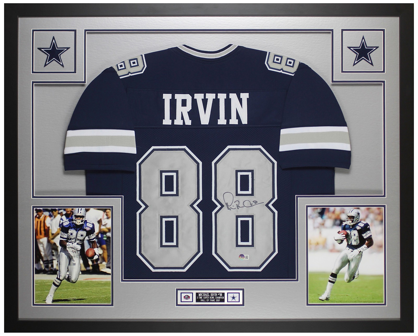 Michael Irvin Autographed & Framed Blue Dallas Jersey Beckett Certified