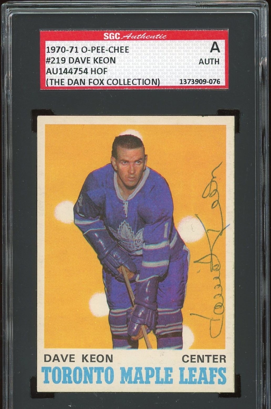 Dave Keon Signed 1970-71 OPC Card #219 Toronto Maple Leafs SGC Slab #AU144754
