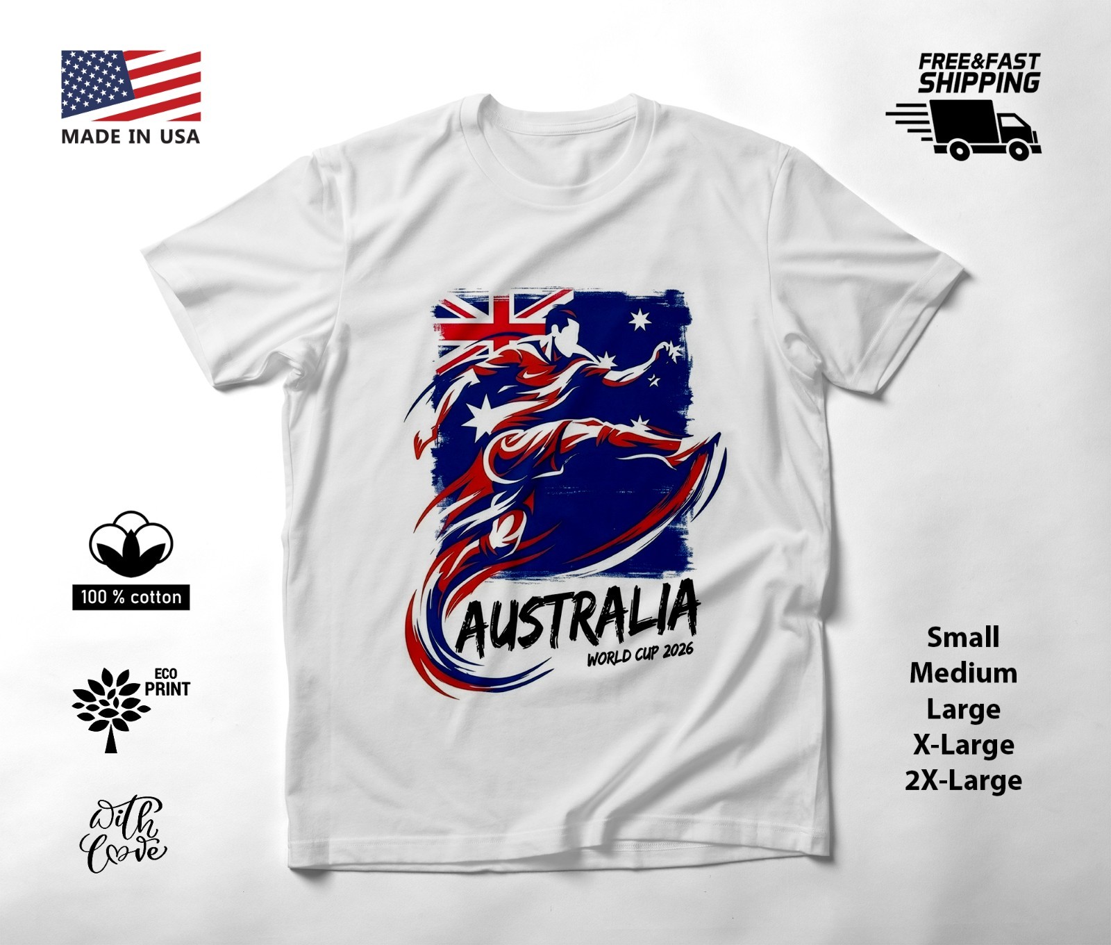AUSTRALIA – NEW World Cup 2026 Football Soccer Fans T-Shirt Tee Shirt
