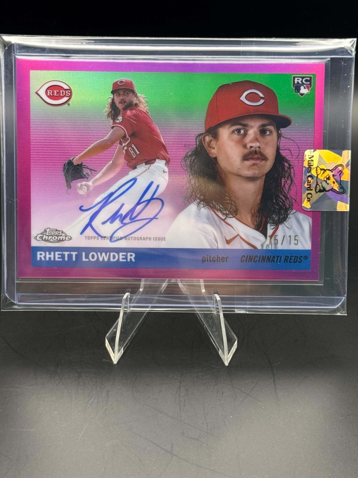 Topps 2025 Chrome Platinum Rhett Lowder RC Auto Pink /15 Reds CPA-RL