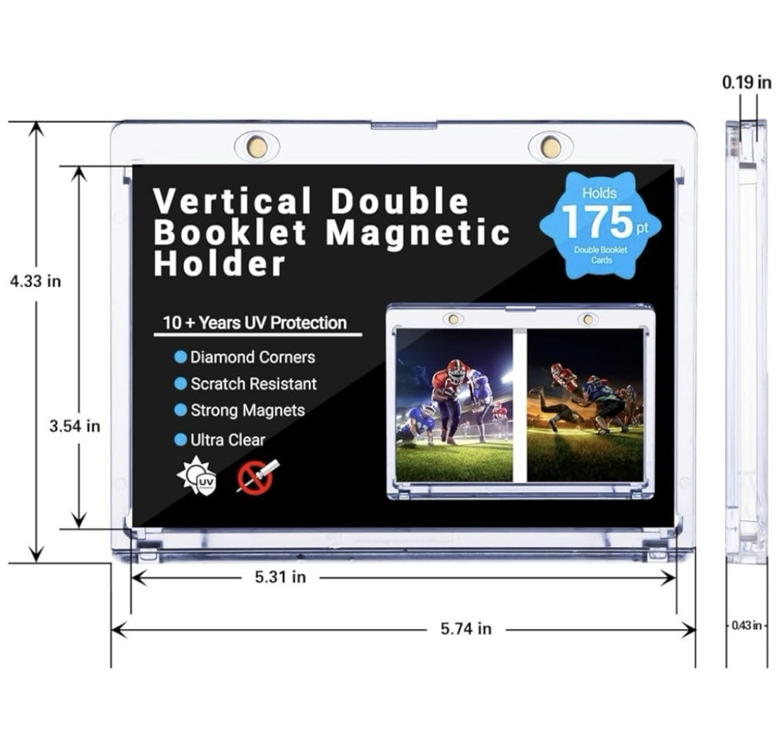 Vertical Booklet ONE-TOUCH 175pt Magnetic Card Holder UV Protection 2 Pack