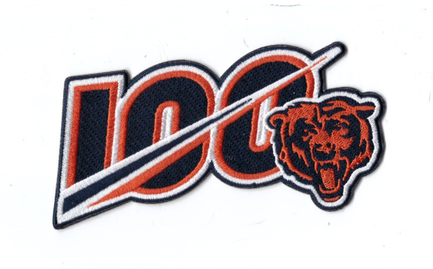 New 2 1/2 x 4 3/4″ Chicago Bears 100 Years Iron on Patch Free Ship