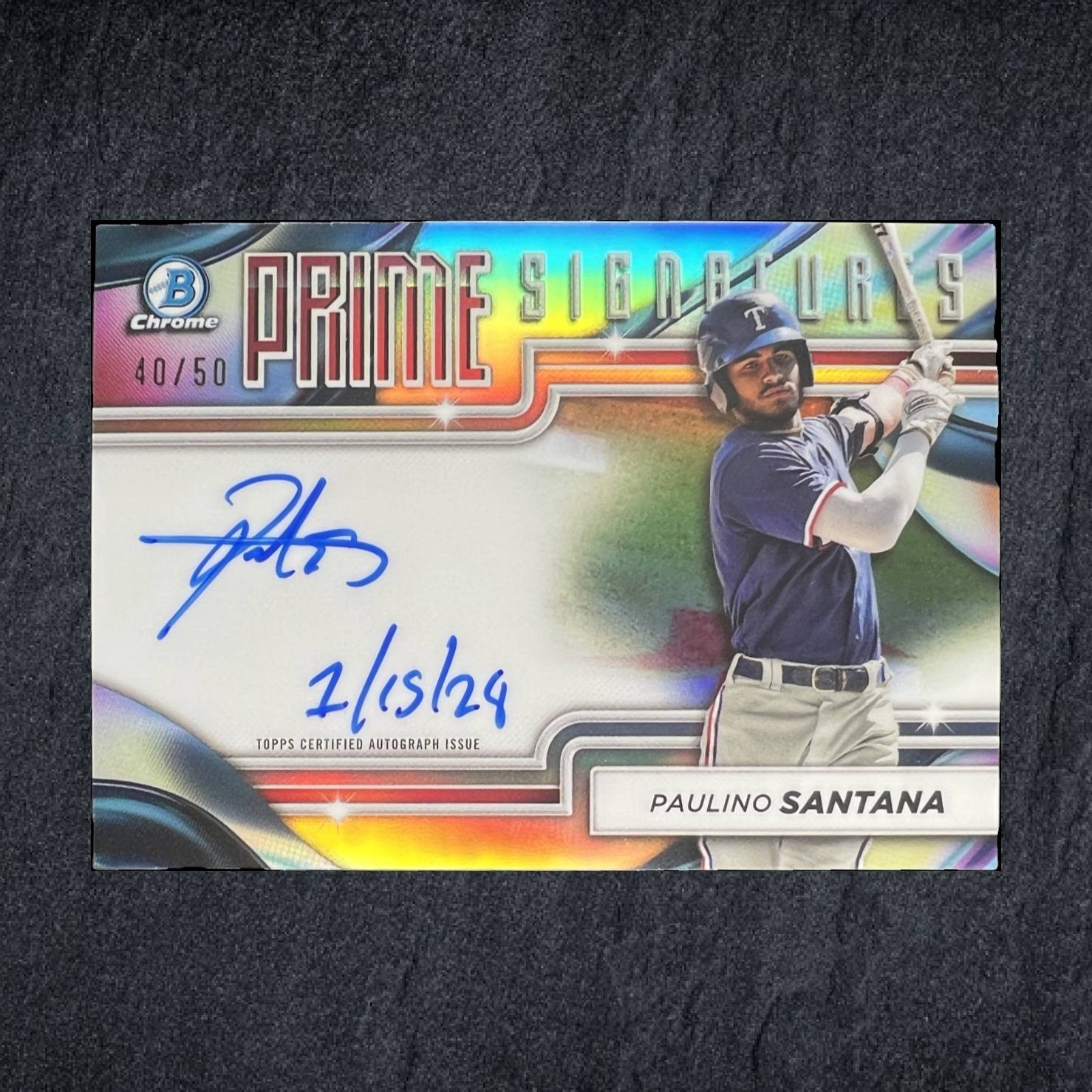 Paulino Santana 2024 Bowman Chrome Prime Signatures /50 #PCS-PSA Auto Rangers