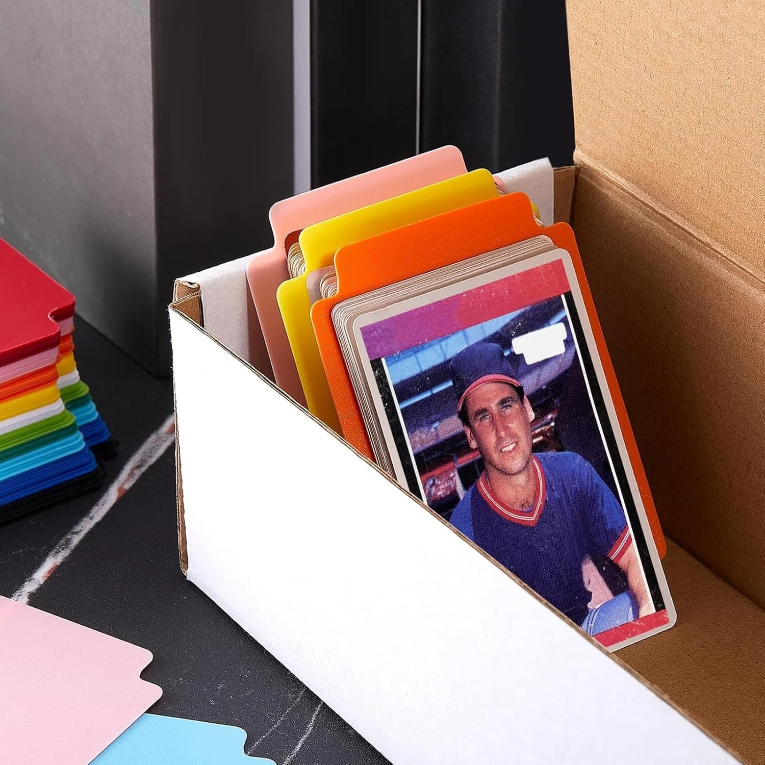 100 Pcs Trading Card Dividers Plastic Card Dividers, Frosted Separator with Tabs